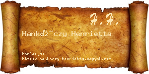 Hankóczy Henrietta névjegykártya