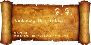 Hankóczy Henrietta névjegykártya